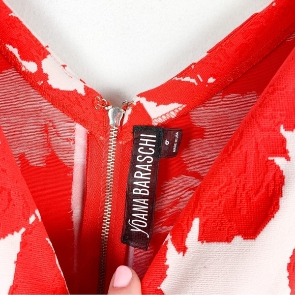Yoana Baraschi Red Floral Body-Con Formal Cocktail Dress Sz 6 - Picture 5 of 9